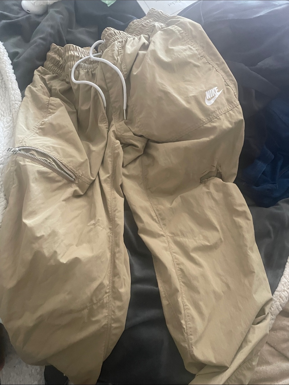 Nike Kids Khaki Jogger Pants with White Swoosh
